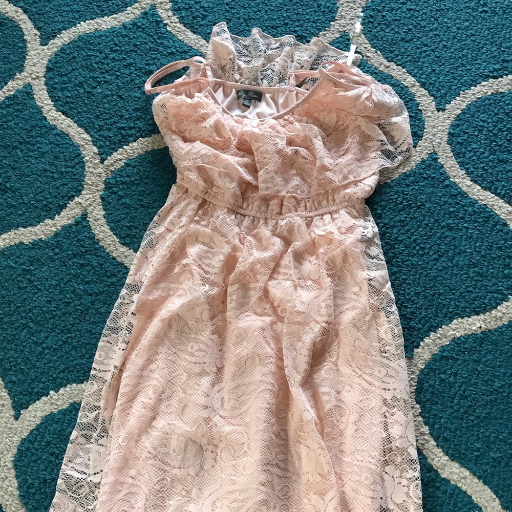 Lily rose dusted pink high low lace dress
